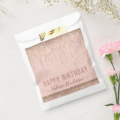 Roze glitter schrijft Happy Birthday Napkins Bedankzakje (Gezegeld)