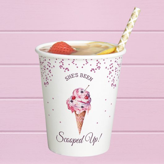 Roze Glitter Scooped Up Ice Cream Vrijgezellenfees Papieren Bekers