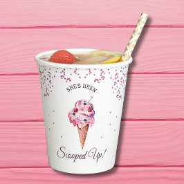 Roze Glitter Scooped Up Ice Cream Vrijgezellenfees Papieren Bekers