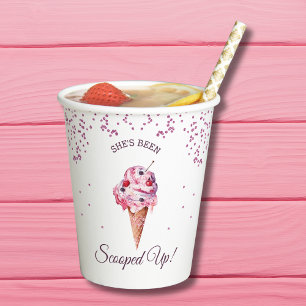 Roze Glitter Scooped Up Ice Cream Vrijgezellenfees Papieren Bekers