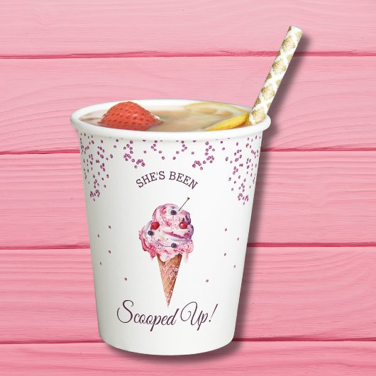 Roze Glitter Scooped Up Ice Cream Vrijgezellenfees Papieren Bekers