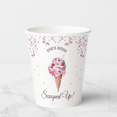 Roze Glitter Scooped Up Ice Cream Vrijgezellenfees Papieren Bekers (Voorkant)