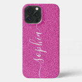 Roze Glitter Script Modern iPhone Case Hoesje (Achterkant)