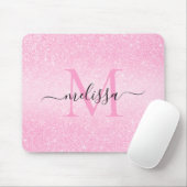 Roze Glitter Script Name Monogram Muismat (Met muis)