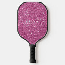 Roze glitter scriptnaam pickleball paddle