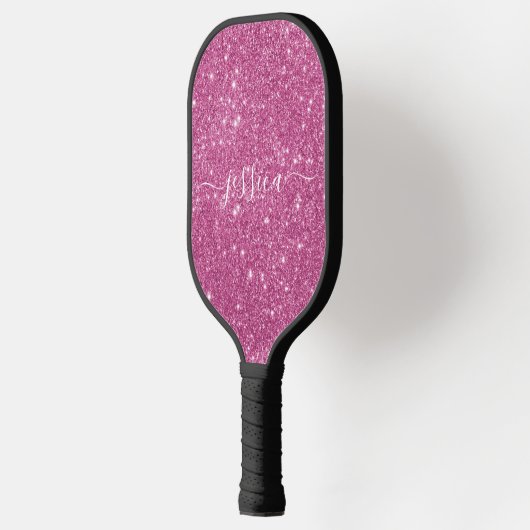Roze glitter scriptnaam pickleball paddle (Links)