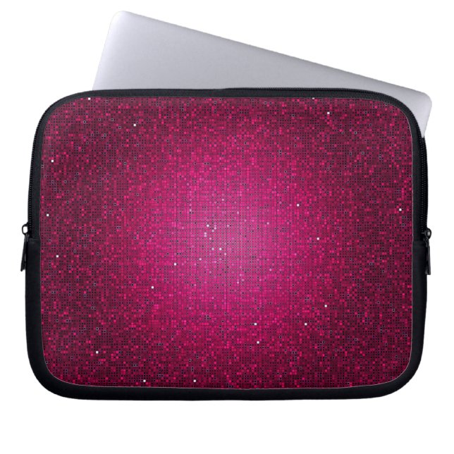 Roze Glitter Sequin Disco Glitz beschermende Hoesj Laptop Sleeve (Voorkant)