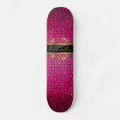 Roze Glitter Sequin Disco Glitz Comp Skateboard (Voorkant)