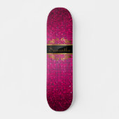 Roze Glitter Sequin Disco Glitz Mini Skateboard (Voorkant)