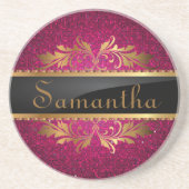 Roze Glitter Sequin Disco Glitz Pattern-Onderzette Zandsteen Onderzetter (Voorkant)