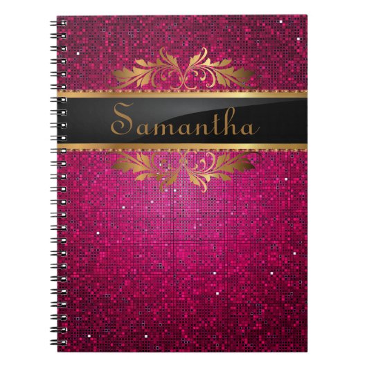 Roze Glitter Sequin Disco Glitz Spiral notebook Notitieboek (Voorkant)