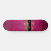 Roze Glitter Sequin Disco Old School Skateboard (Horizontaal)