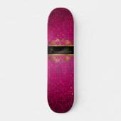 Roze Glitter Sequin Disco Old School Skateboard (Voorkant)