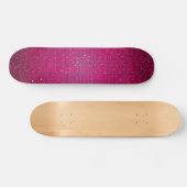 Roze Glitter Sequin Disco Old School Skateboard (Horizontaal)