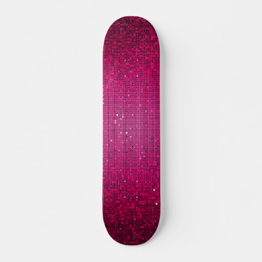 Roze Glitter Sequin Disco Old School Skateboard (Voorkant)