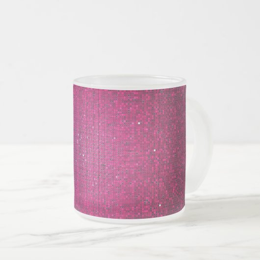Roze Glitter Sequin Frosted Glass Coffee Mok Cup (Voorkant rechts)