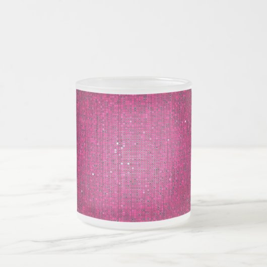 Roze Glitter Sequin Frosted Glass Coffee Mok Cup (Center)