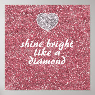 Roze glitter Shine Bright Diamond Poster