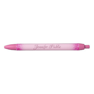 Roze Glitter Shiny Personal Name Sjabloon Zwarte Inkt Pen