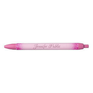 Roze Glitter Shiny Personal Name Sjabloon Zwarte Inkt Pen