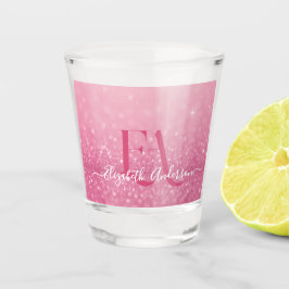 Roze Glitter Shotglas met naam & initials Shot Glas