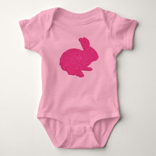 Roze Glitter Silhouet Paashaas Creeper Romper (Voorkant)