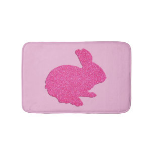 Roze Glitter Silhouette Bunny Rabbit Bath Mat