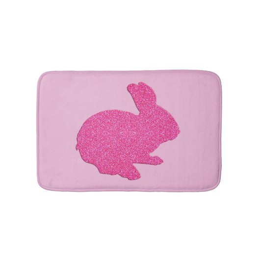 Roze Glitter Silhouette Bunny Rabbit Bath Mat (Voorkant)