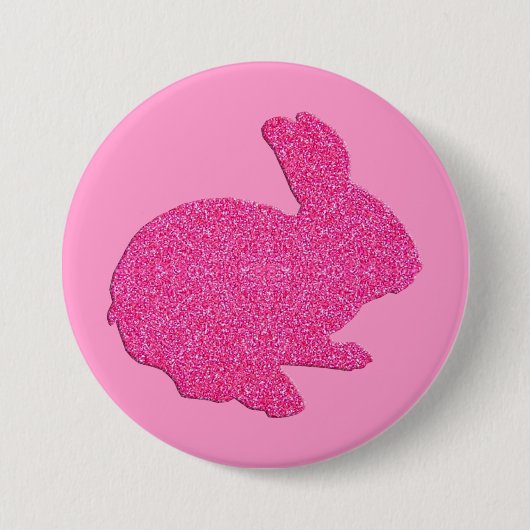 Roze Glitter Silhouette Easter Bunny-Button Ronde Button 7,6 Cm (Voorkant)