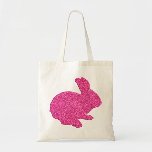 Roze Glitter Silhouette Easter Bunny-Canvas tas (Voorkant)