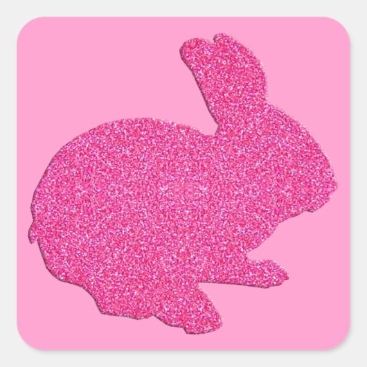 Roze Glitter Silhouette Easter Bunny Stickers (Voorkant)