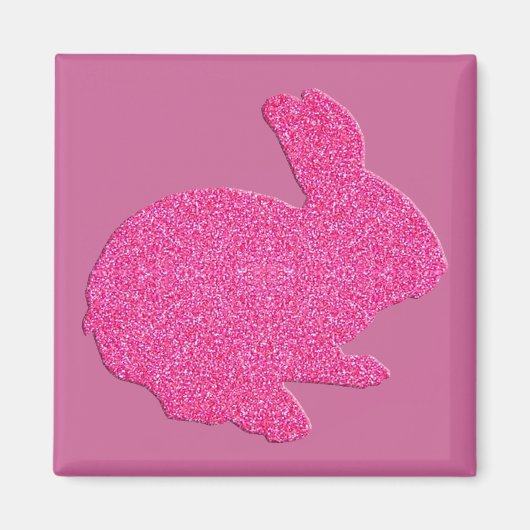 Roze Glitter Silhouette Paashaas Magneet (Voorkant)