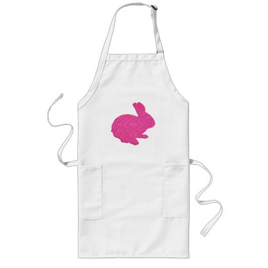 Roze Glitter Silhouette Paashaas Schort (Voorkant)