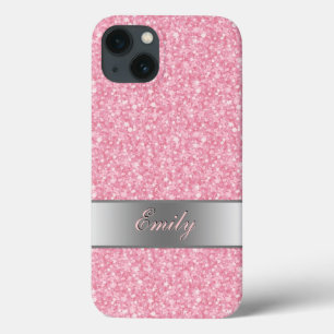 Roze Glitter Silver Gradient Accessoire Monogram Case-Mate iPhone Case