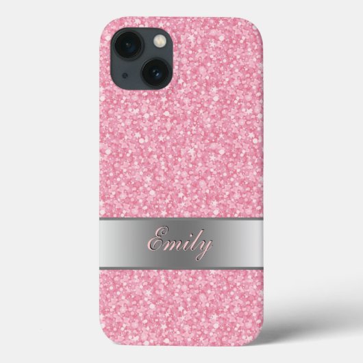 Roze Glitter Silver Gradient Accessoire Monogram Case-Mate iPhone Case (Achterkant)