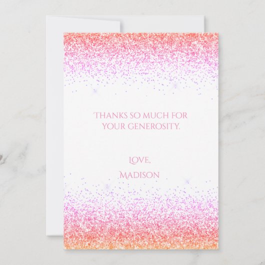  roze glitter Simple Moderne-kaart voor dank Bedankkaart (Achterkant)