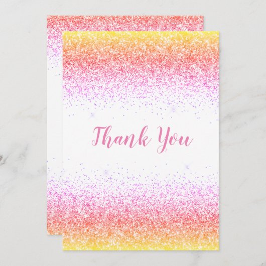  roze glitter Simple Moderne-kaart voor dank Bedankkaart (Voorkant / Achterkant)