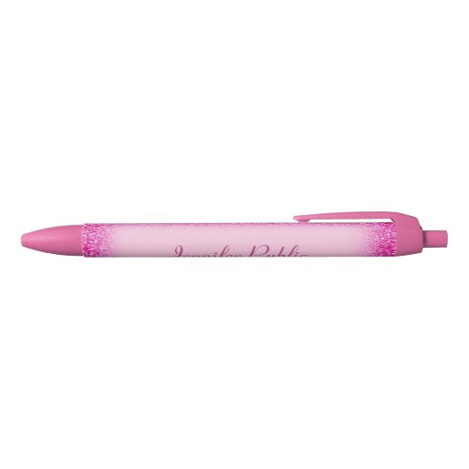 Roze Glitter Sjabloon Hand Geschreven Naam Zwarte Inkt Pen (Bovenkant)