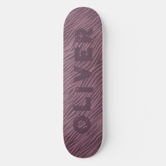 Roze Glitter Skateboard Dierenprint Zebra Strepen (Voorkant)