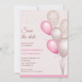 Roze Glitter Sla de datum 41e verjaardag op Kaart (Voorkant)