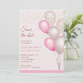 Roze Glitter Sla de datum 86e verjaardag op Kaart (Staand voorkant)