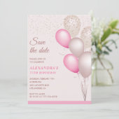 Roze Glitter Sla de datum op 77ste verjaardag Kaart (Staand voorkant)