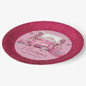 Roze Glitter Sleepover Meisje Verjaardag Papieren Bordje (Gekanteld)