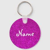 Roze glitter sleutelhanger met nepglimpers (Voorkant)