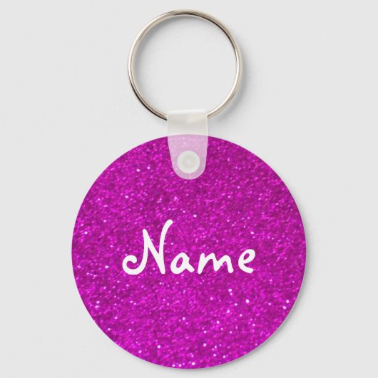 Roze glitter sleutelhanger met nepglimpers (Voorkant)