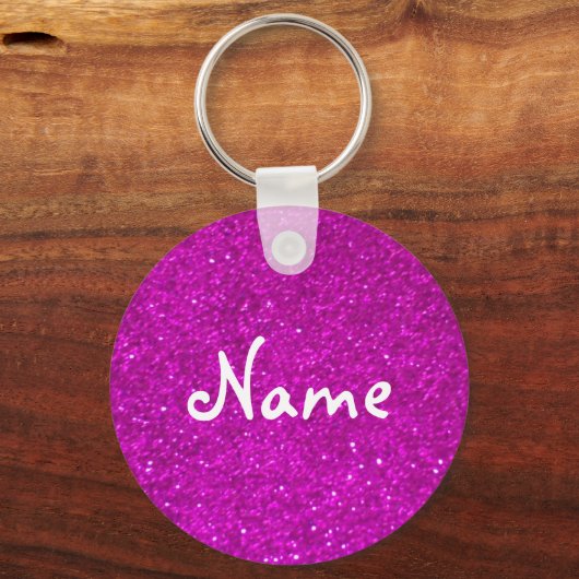 Roze glitter sleutelhanger met nepglimpers (Voorkant)