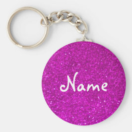 Roze glitter sleutelhanger met nepglimpers