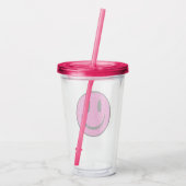 Roze Glitter Smile Face Acryl Drinkbeker (Achterkant)