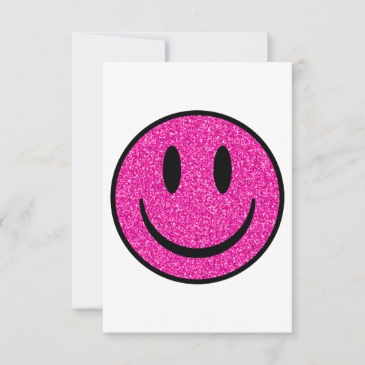 Roze Glitter Smile Face Bedankkaart (Voorkant)