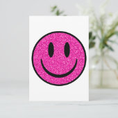Roze Glitter Smile Face Bedankkaart (Staand voorkant)